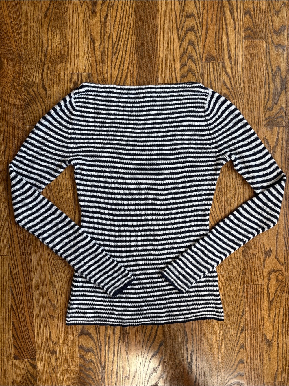 Lauren Ralph Lauren navy blue and white striped cotton nautical sweater, size M
